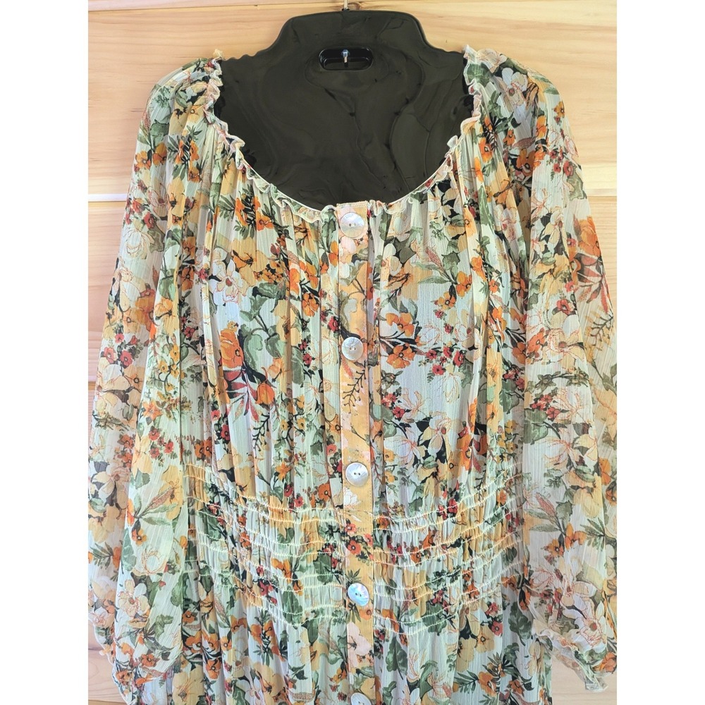 Figueroa & Flower Anthropologie Maxi Dress 2X Sheer Cottage Boho Prairie Whimsy - Picture 2 of 12